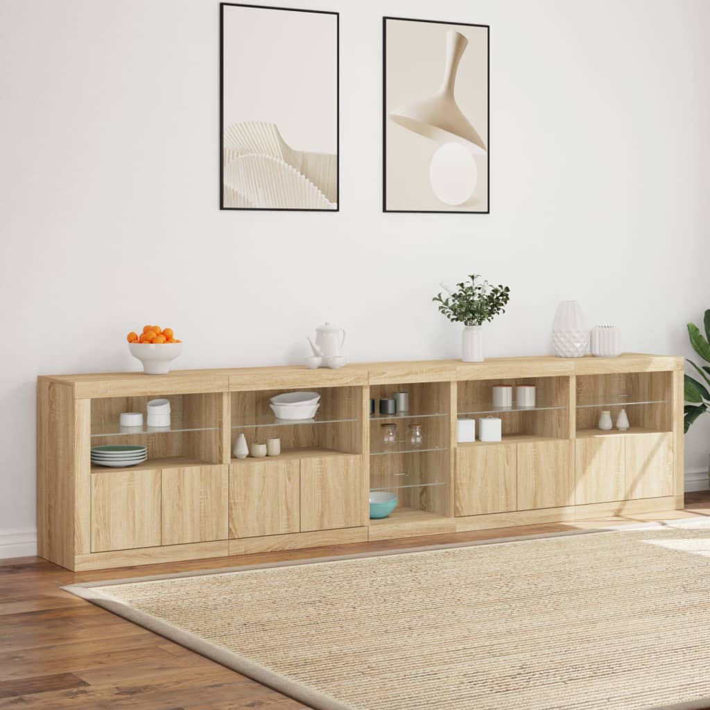 Aparador com luzes LED 283x37x67 cm carvalho sonoma