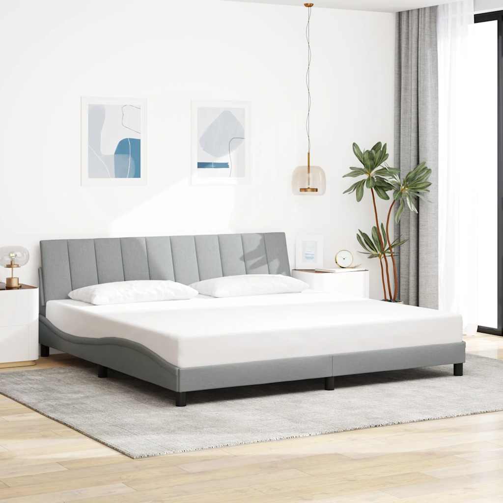 Estrutura de cama sem colchão hanko 200x200 cm tecido cinzento-claro