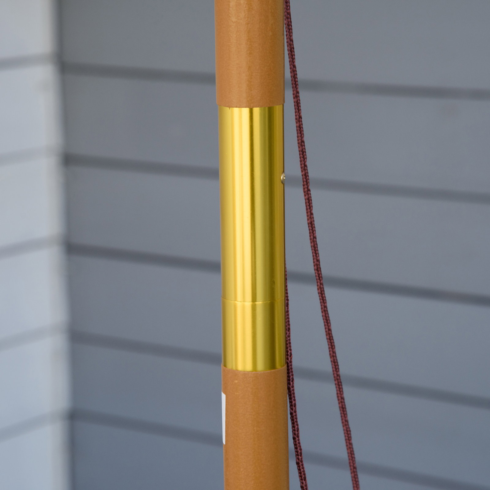 Chapéu de Sol de Jardim Ø300x250 cm com Sistema de Poleia Teto Ventilado e Mastro Desmontável de Madeira Caqui