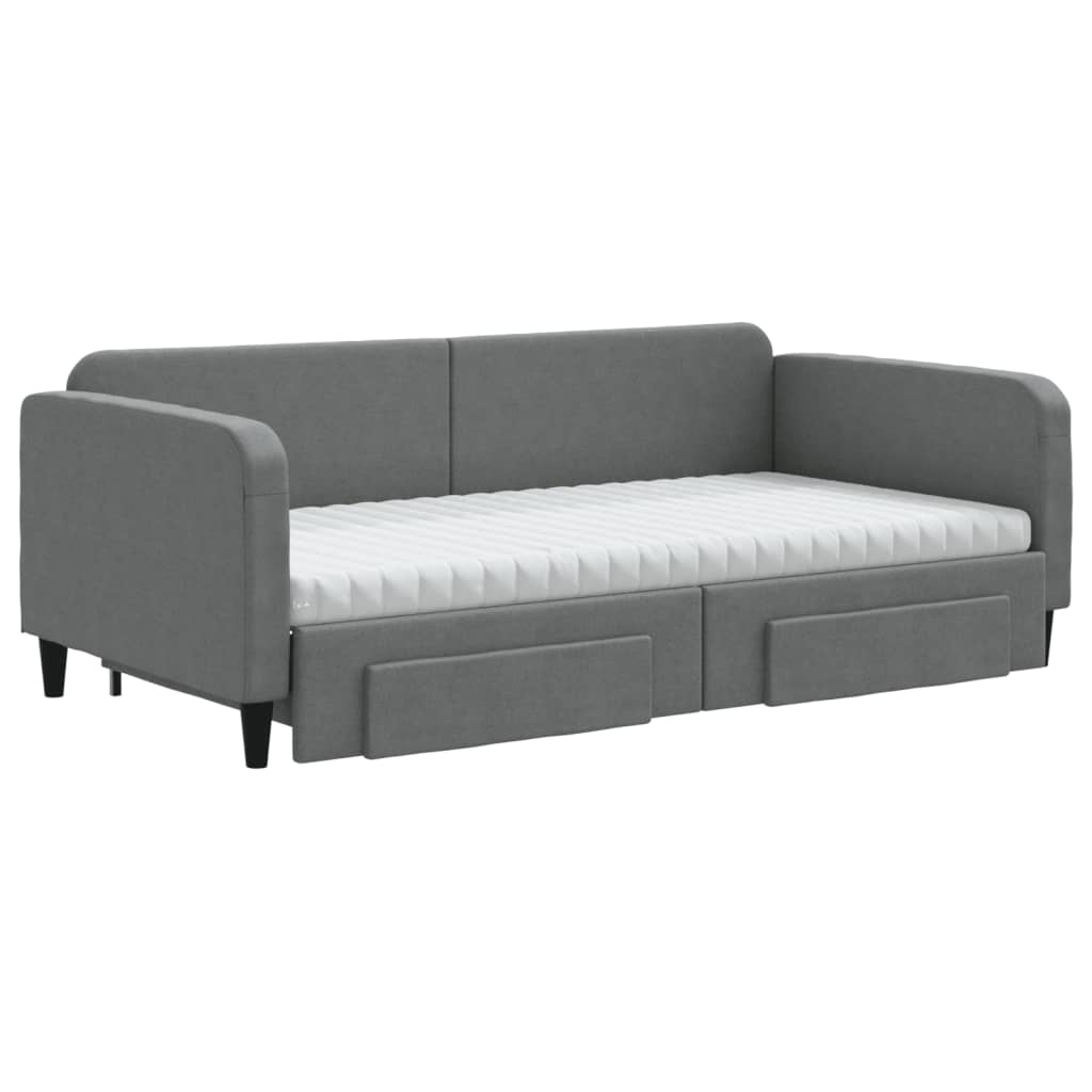 Sofá-cama c/ gavetão/gavetas 100x200 cm tecido cinzento-escuro