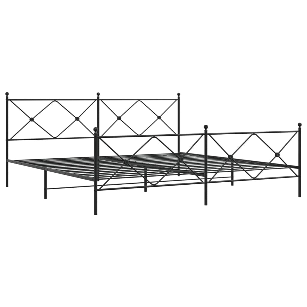 Estrutura de cama com cabeceira e pés 193x203 cm metal preto