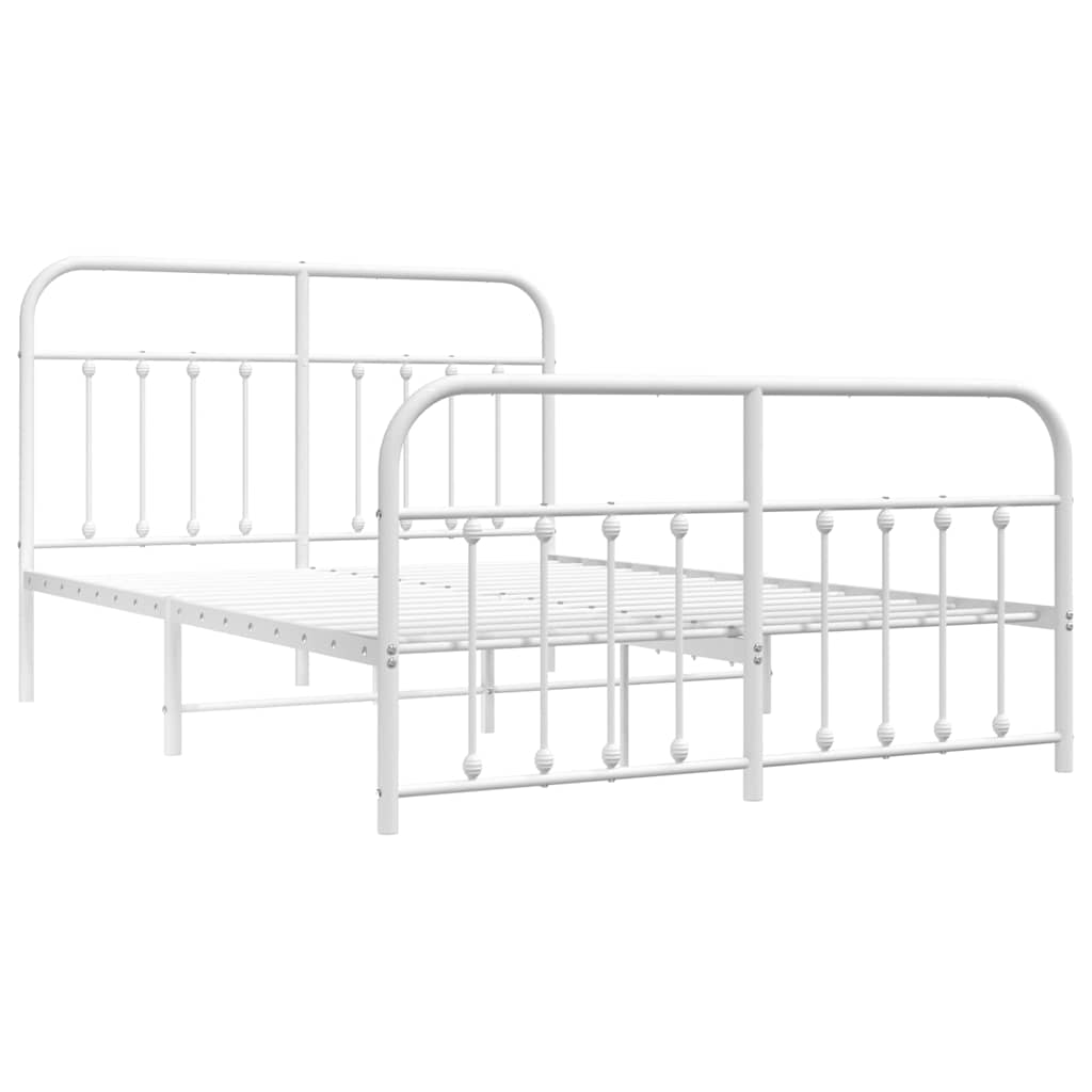Estrutura de cama com cabeceira e pés 135x190 cm metal branco