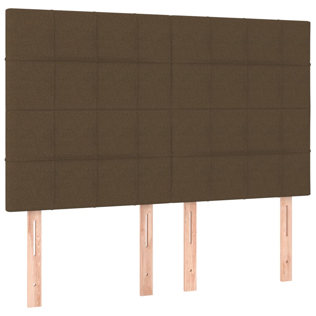 Cabeceira de cama c/ luzes LED tecido 144x5x118/128cm castanho