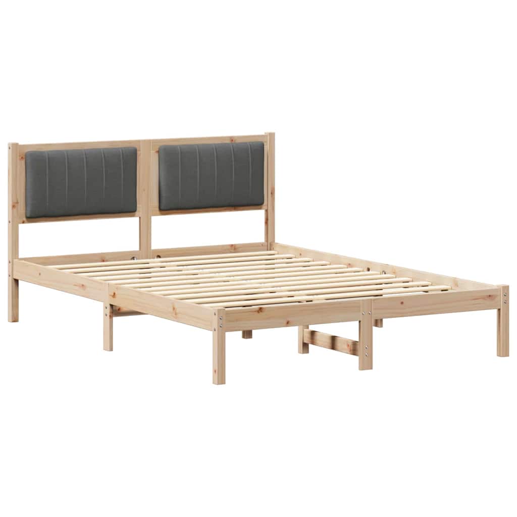 Estrutura de cama com cabeceira estofada cinza escuro