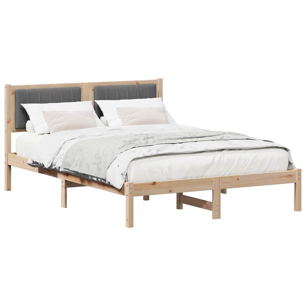 Estrutura de cama com cabeceira estofada cinza escuro