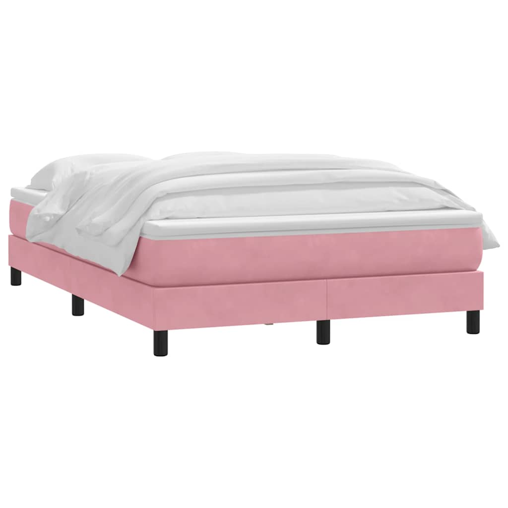 Cama box spring com colchão 160x210 cm veludo rosa