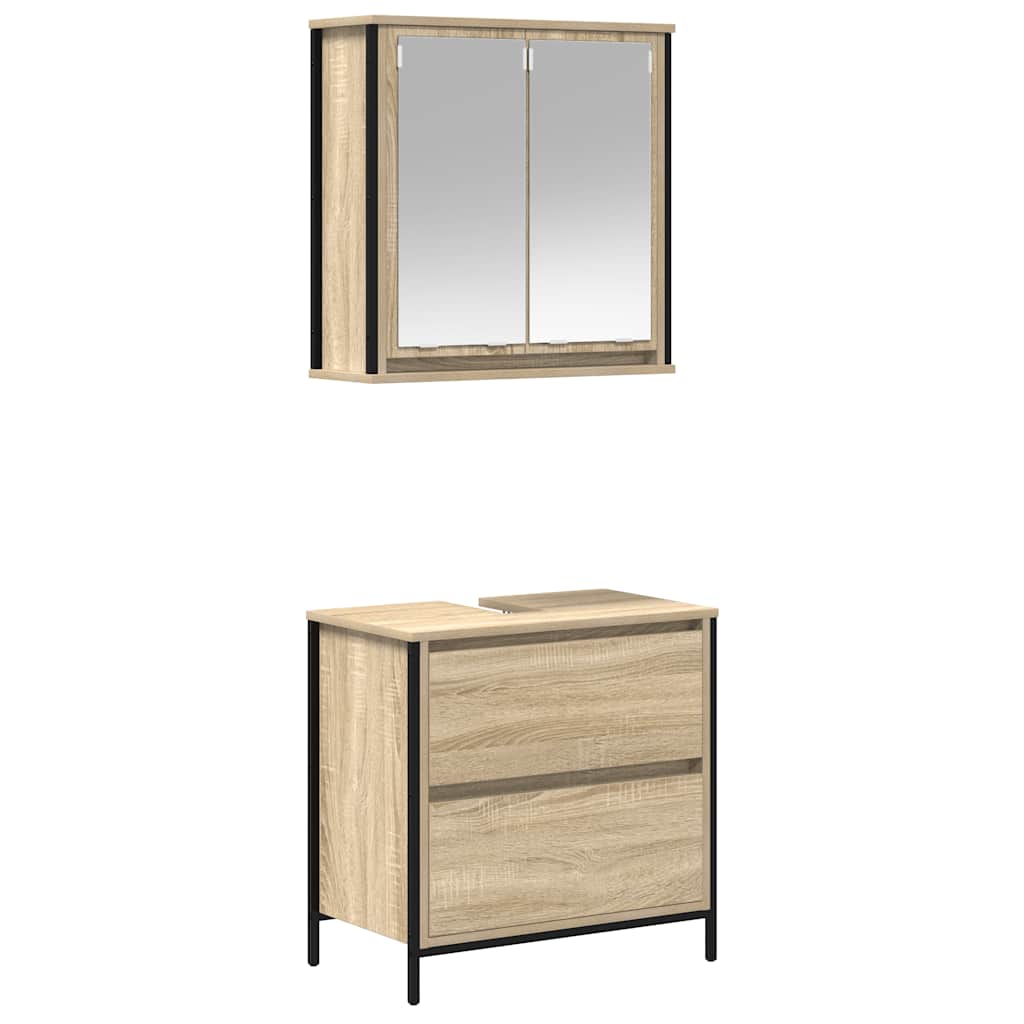 Conjunto de móveis para banheiro com 2 peças em madeira engenheirada carvalho sonoma