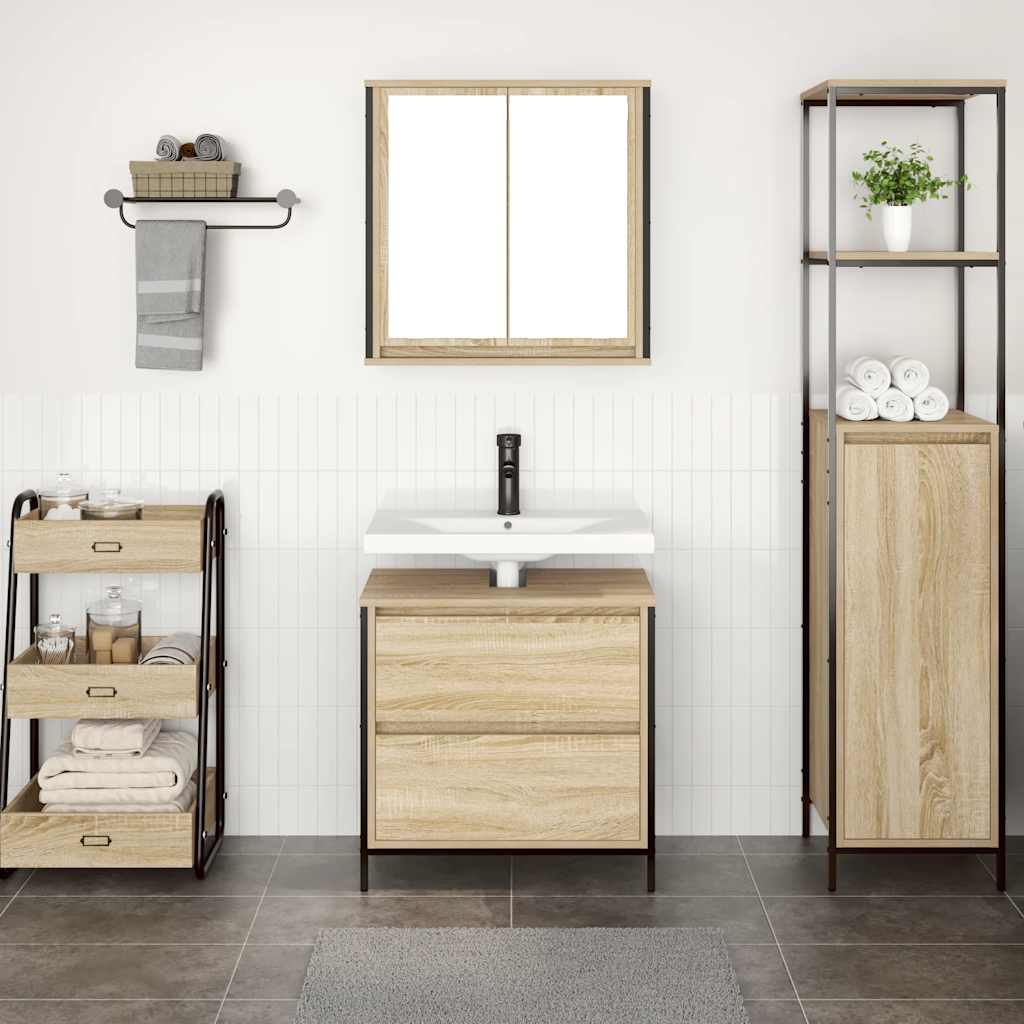 Conjunto de móveis para banheiro com 2 peças em madeira engenheirada carvalho sonoma