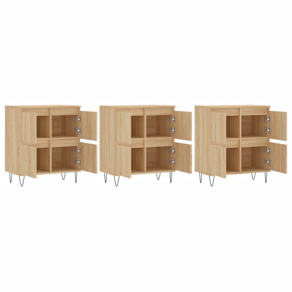 Aparadores 3 pcs derivados de madeira cor carvalho sonoma