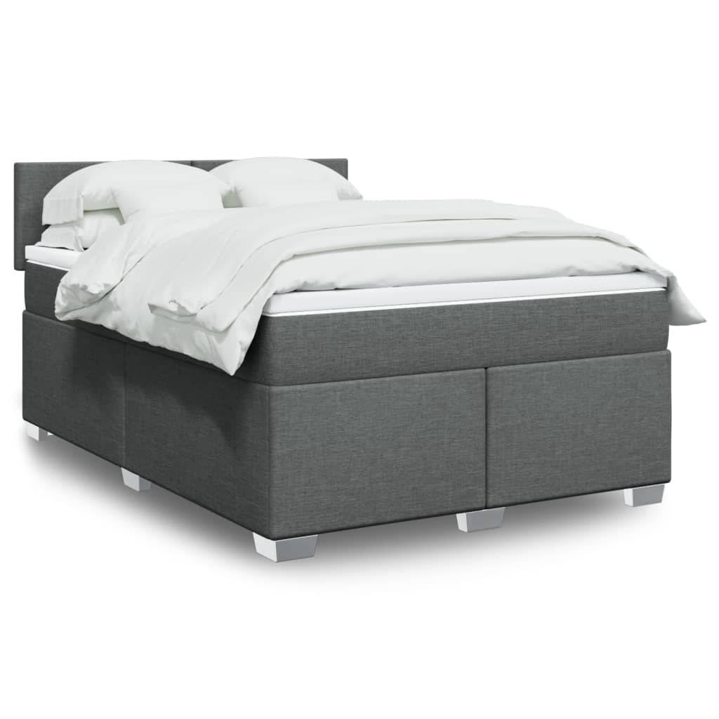 Cama com molas/colchão 140x190 cm tecido cinzento-escuro