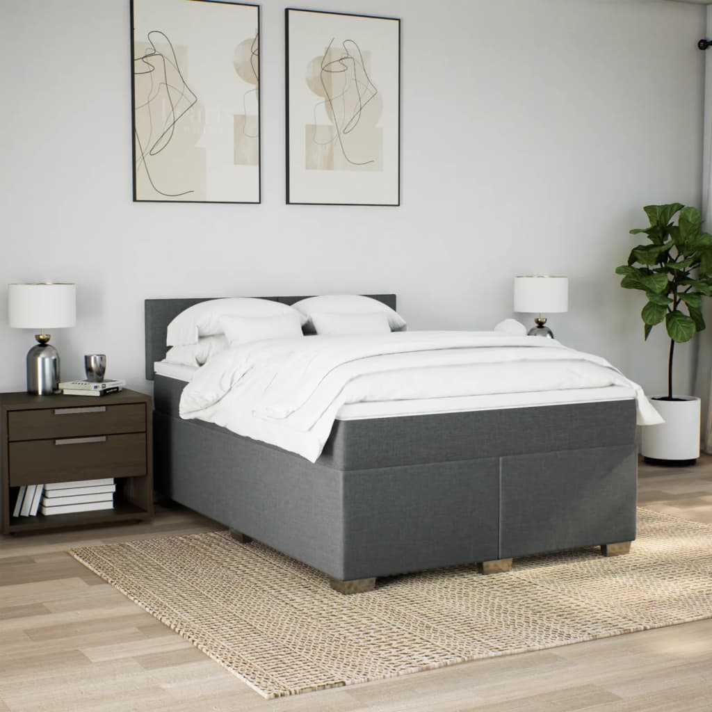 Cama com molas/colchão 140x190 cm tecido cinzento-escuro