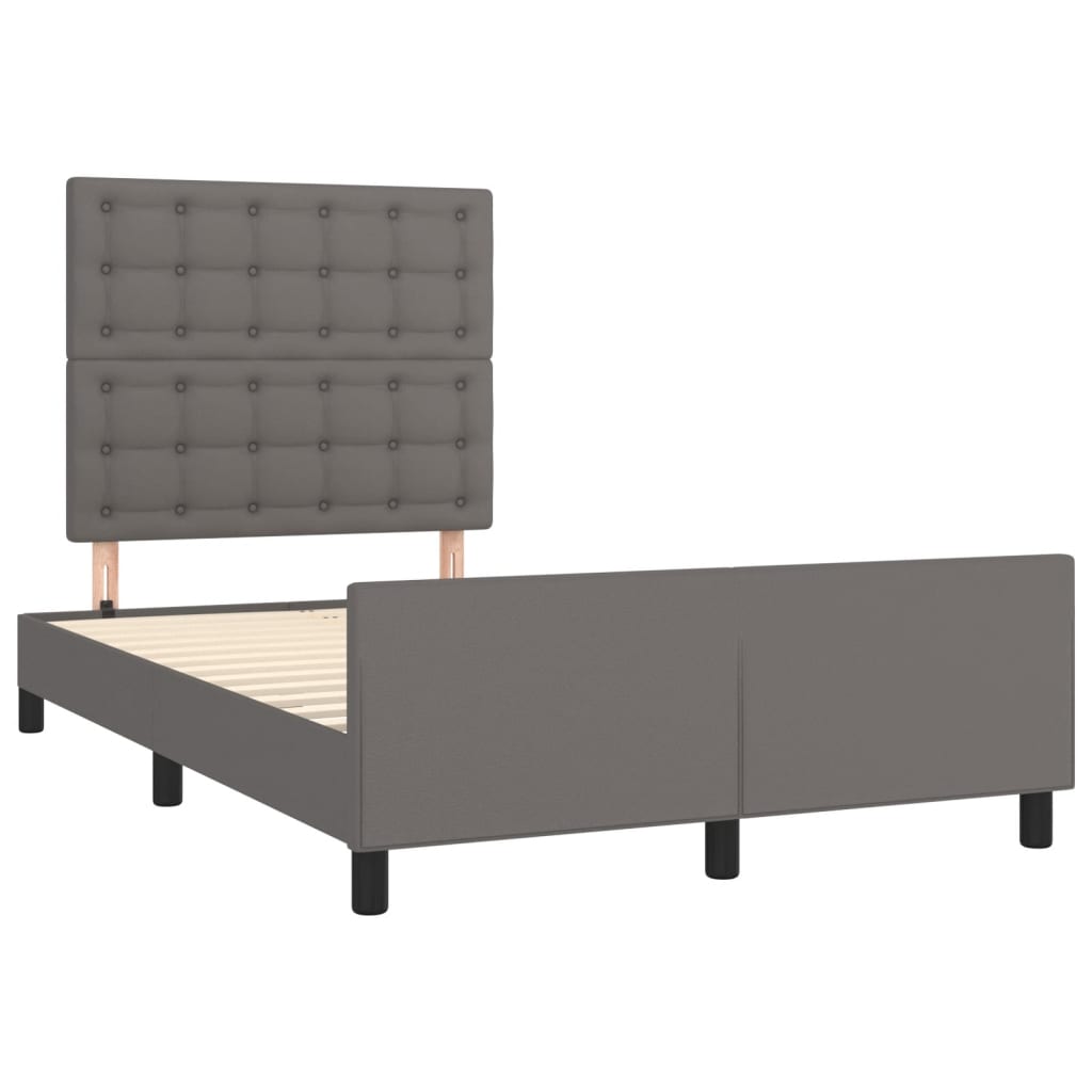 Estrutura de cama sem colchão 120x190cm couro do falso cinzento