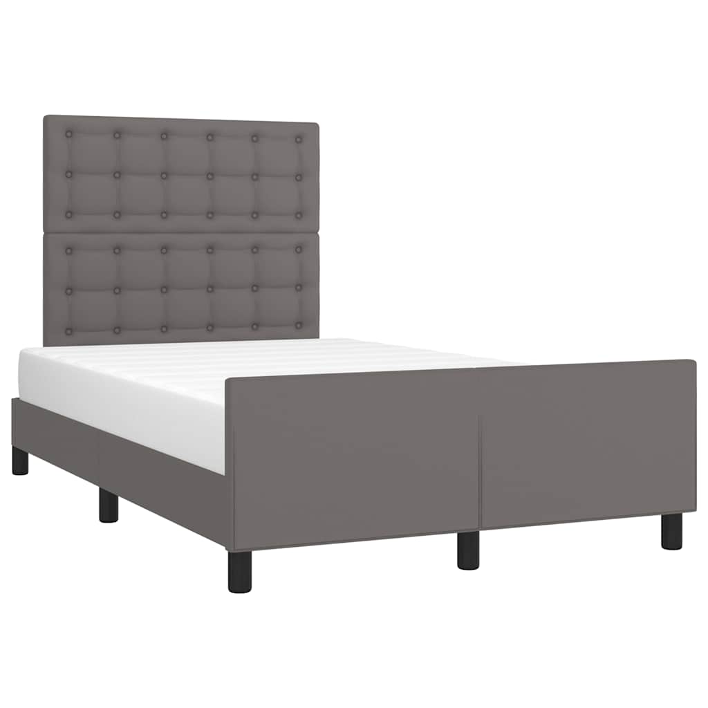 Estrutura de cama sem colchão 120x190cm couro do falso cinzento