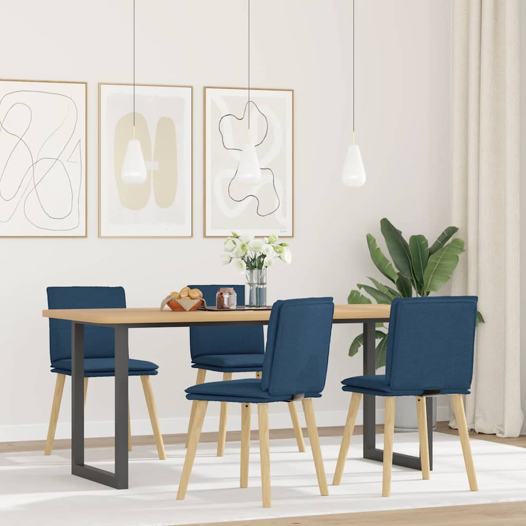 Cadeiras de jantar 4 pcs tecido azul