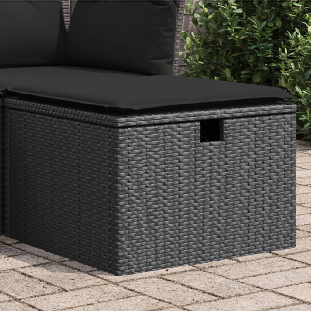 Banco de jardim com almofadão 55x55x37 cm vime PE preto