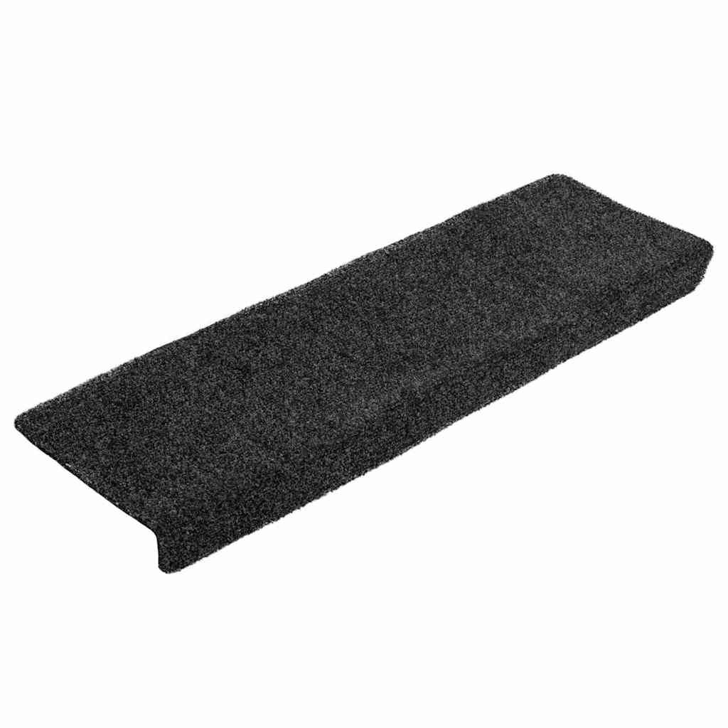 Tapetes de escada autoadesivos 20 peças 65x21x4 cm pretos com borda retangular