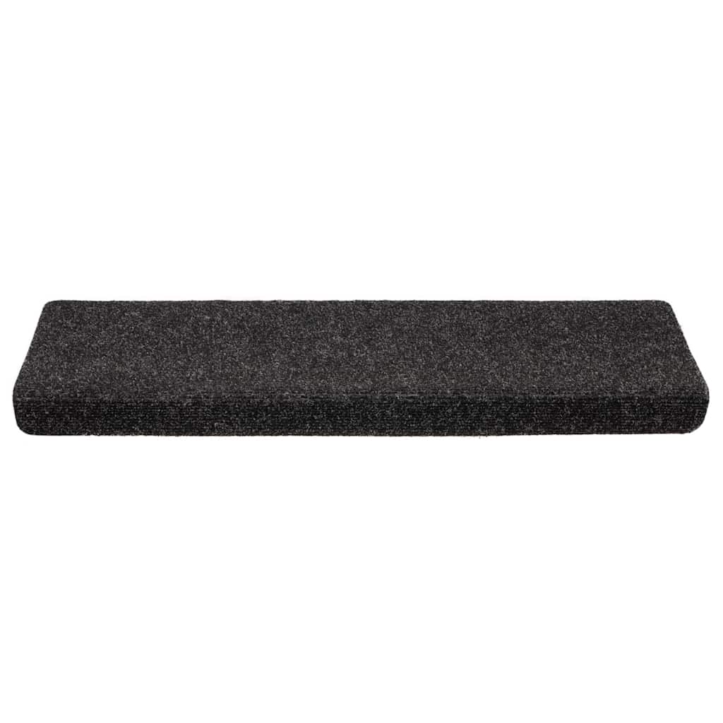 Tapetes de escada autoadesivos 20 peças 65x21x4 cm pretos com borda retangular