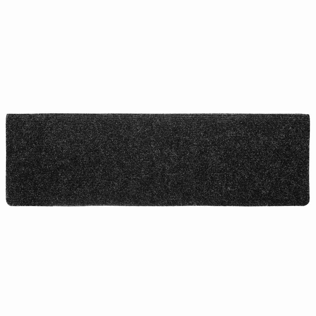 Tapetes de escada autoadesivos 20 peças 65x21x4 cm pretos com borda retangular