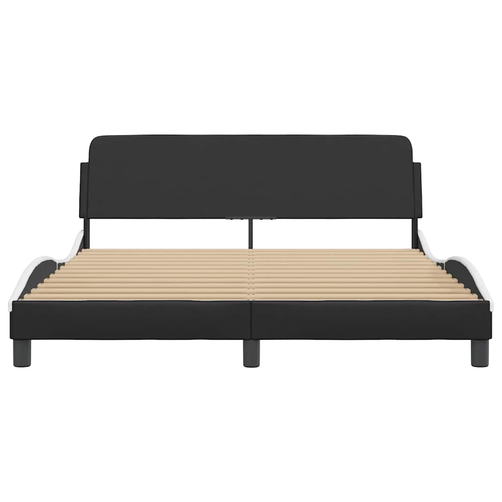 Estrutura de cama dover 160x200cm couro artif. preto/branco