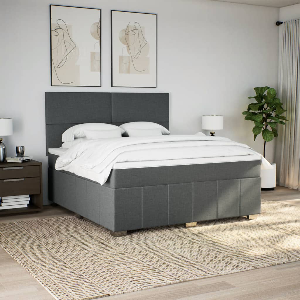 Cama com molas/colchão 180x200 cm tecido cinzento-escuro