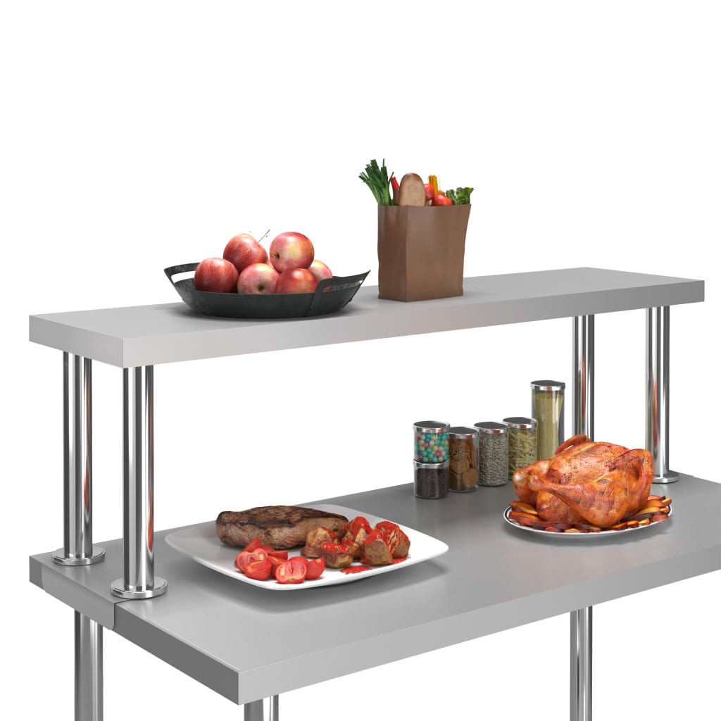 Prateleira para mesa de trabalho 120x30x35 cm aço inoxidável