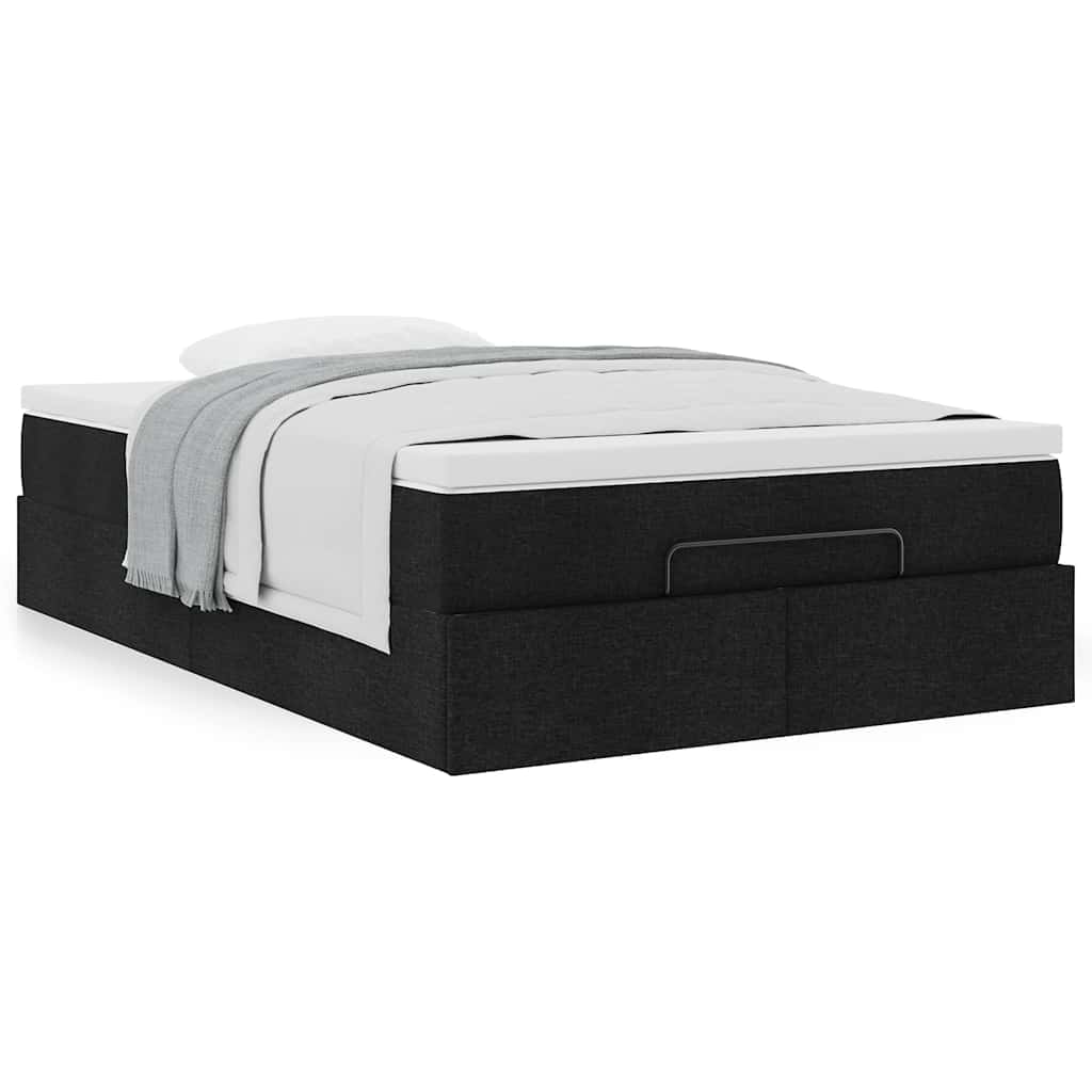Estrutura de cama otomana com colchão preto 120x190 cm tecido