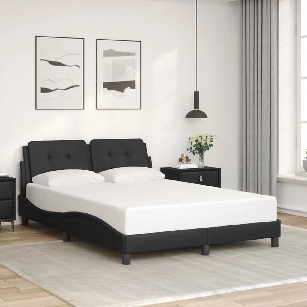 Estrutura de cama sem colchão zadar 140x200 cm couro artificial preto