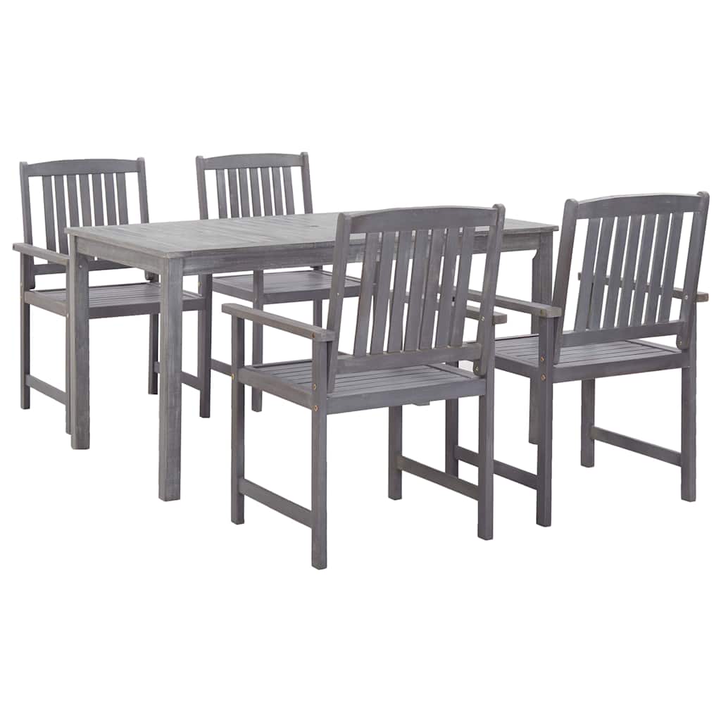 5 Pcs conjunto de jantar para exterior acácia maciça cinzento