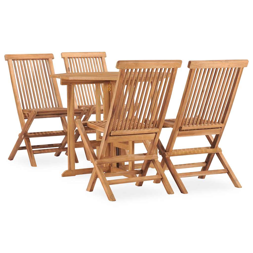 5 Pcs conjunto jantar dobrável p/ exterior madeira teca maciça
