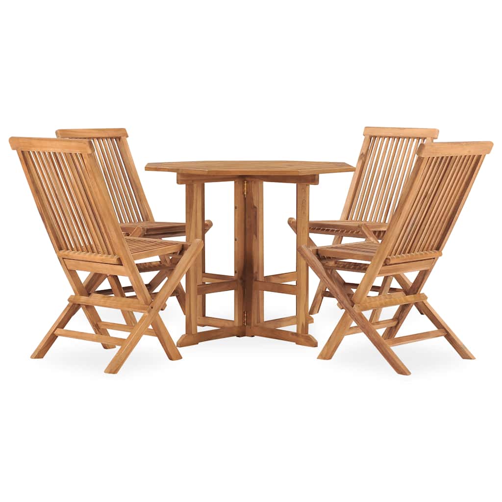 5 Pcs conjunto jantar dobrável p/ exterior madeira teca maciça