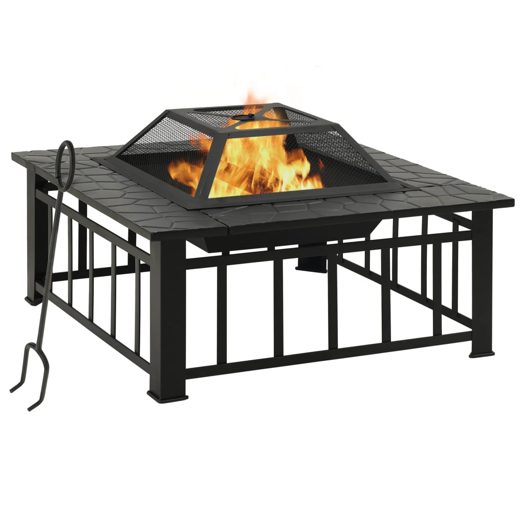 Braseira de jardim com atiçador 81x81x47 cm xxl aço