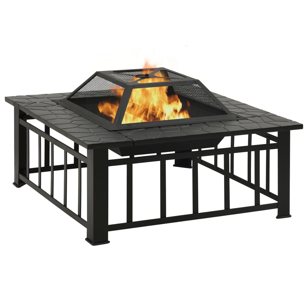 Braseira de jardim com atiçador 81x81x47 cm xxl aço