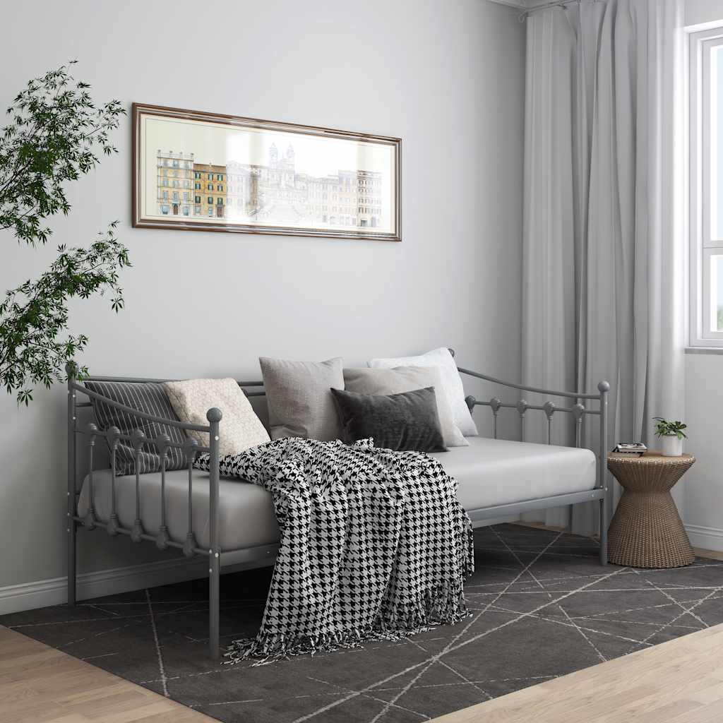 Sofá-cama 90x200 cm metal cinzento