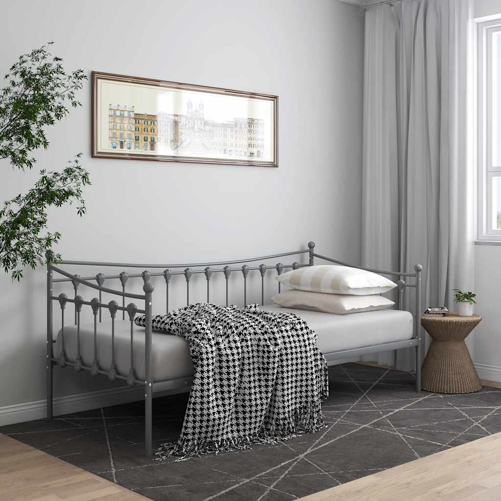 Sofá-cama 90x200 cm metal cinzento