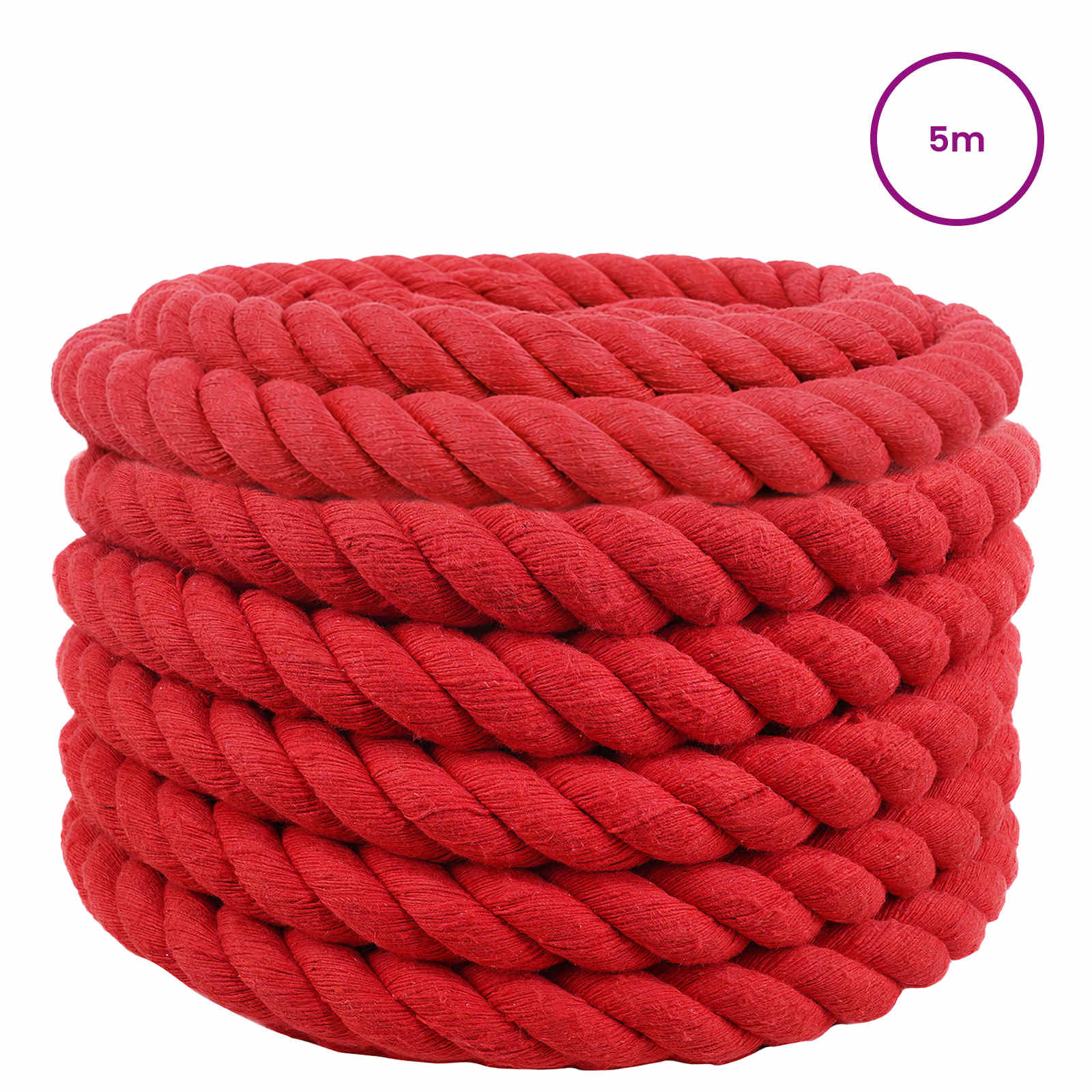 Corda de algodão 60 mm 5 m vermelho 100% algodão