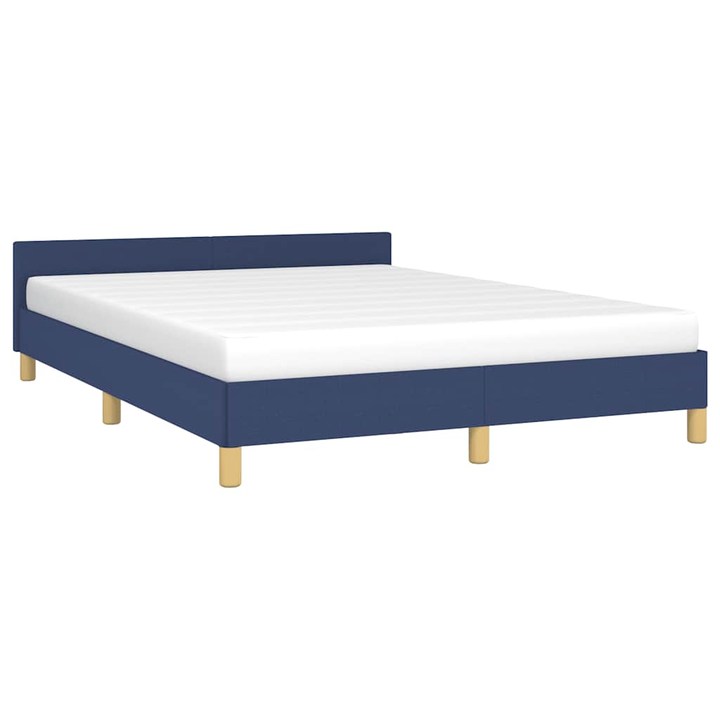 Estrutura cama c/ cabeceira sem colchão 140x190 cm tecido azul