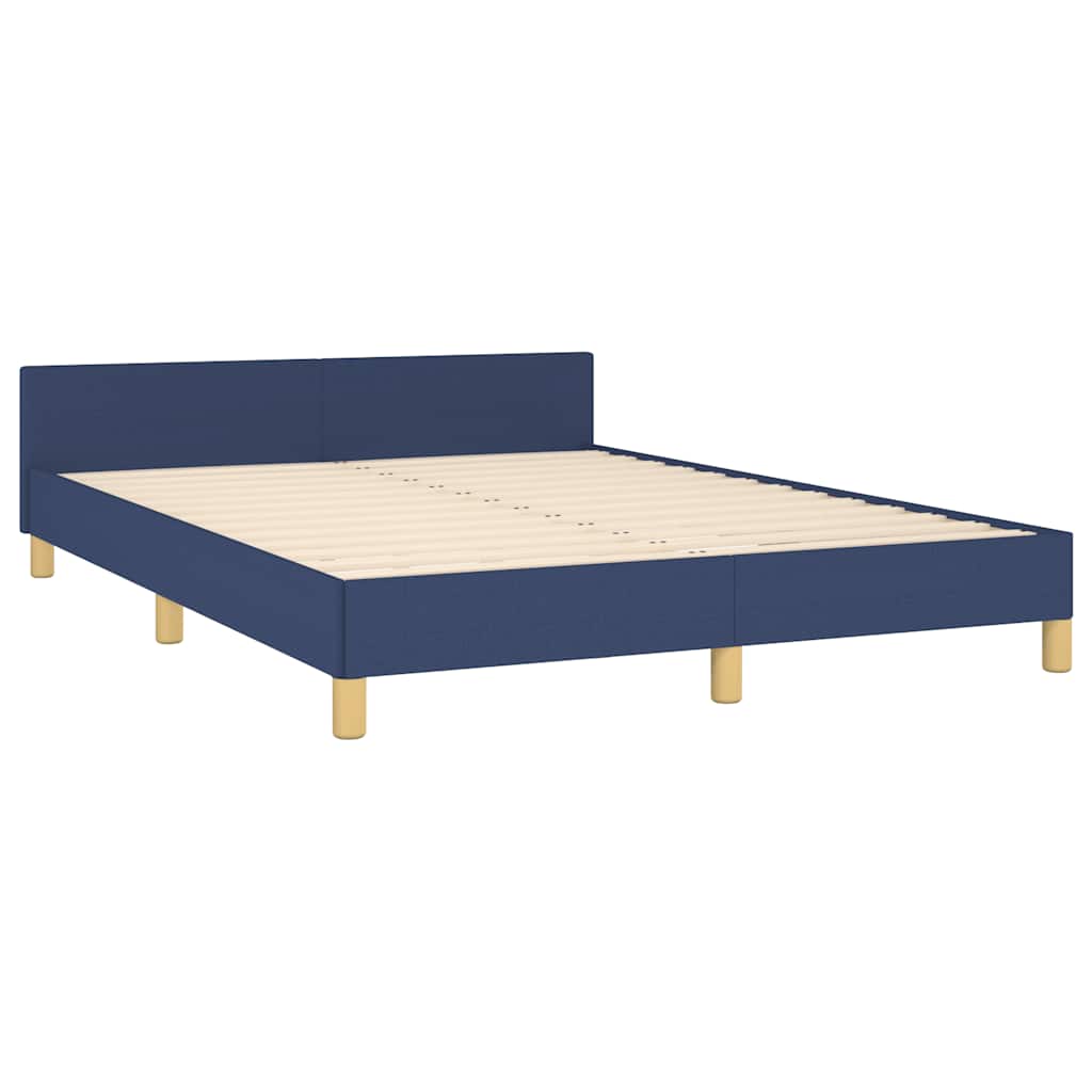 Estrutura cama c/ cabeceira sem colchão 140x190 cm tecido azul