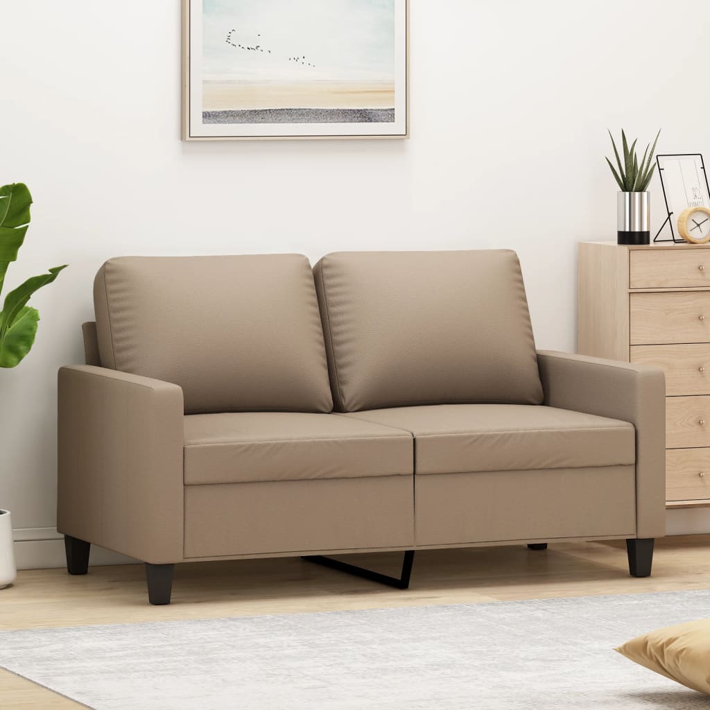 Sofá de 2 lugares 120 cm couro artificial cor cappuccino