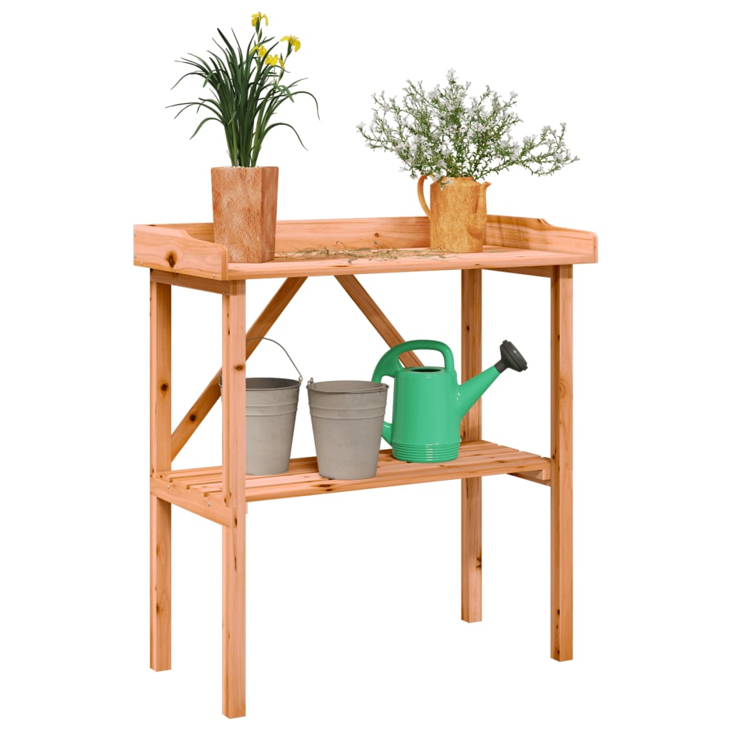Mesa apoio p/ plantas c/ prateleira 78x38x82,5cm abeto castanho