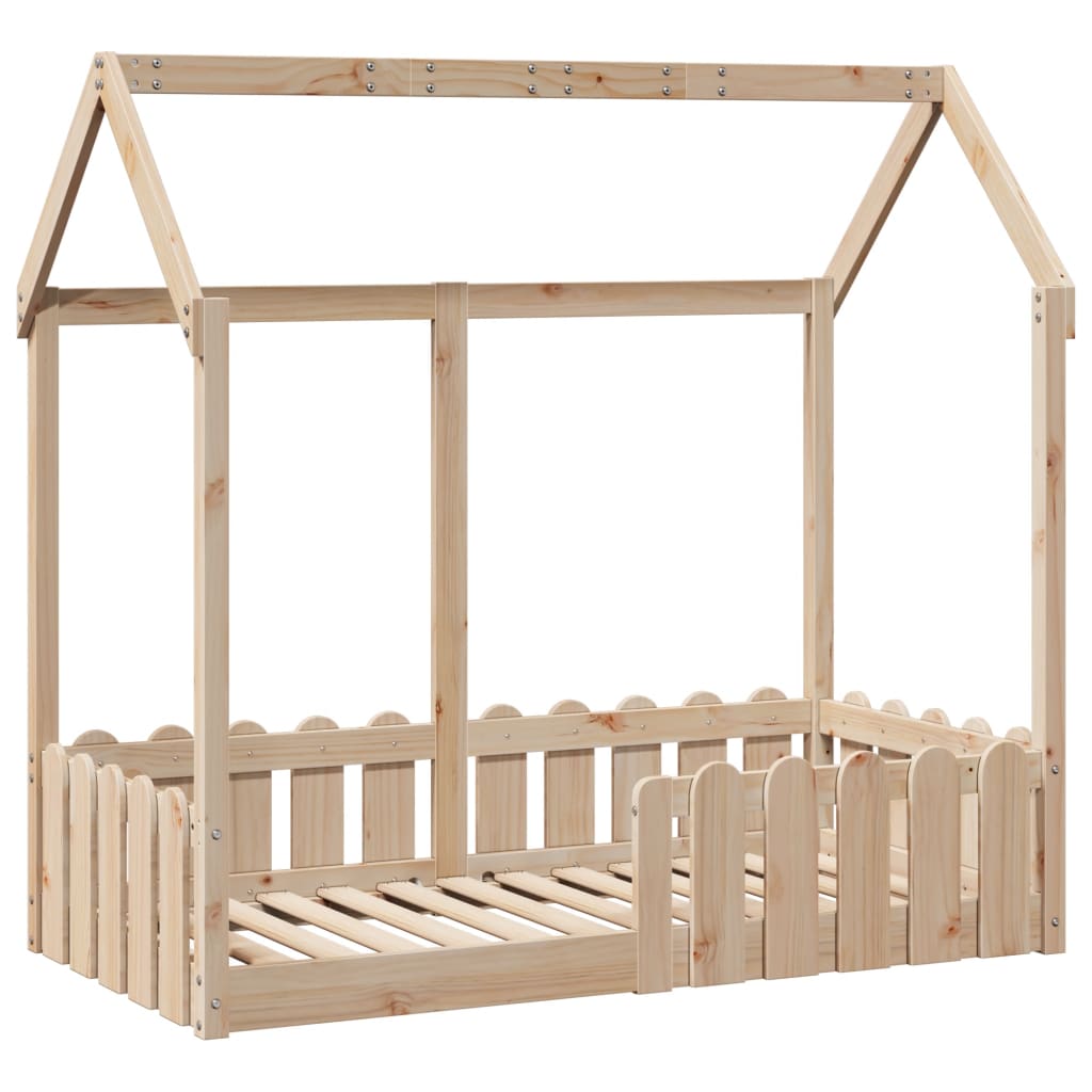 Cama infantil formato casa 70x140 cm madeira de pinho maciça
