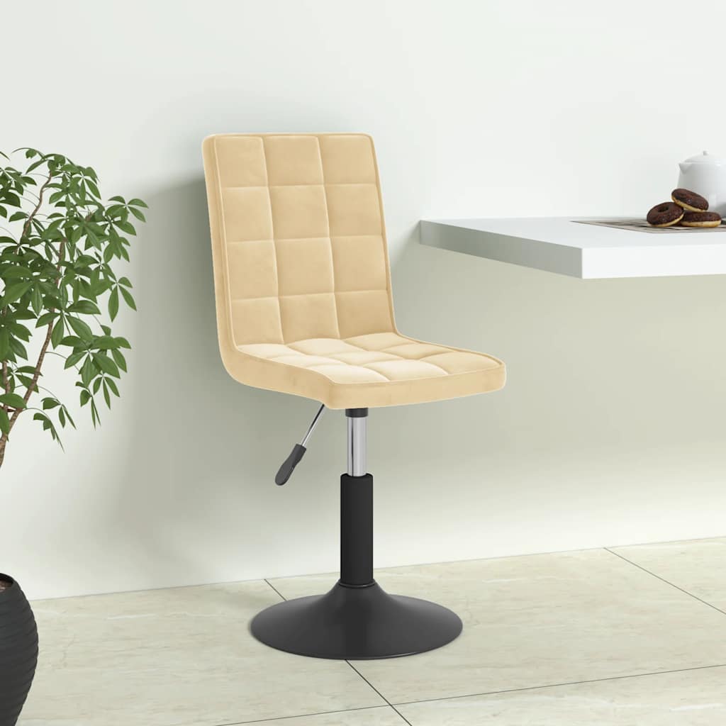 Cadeiras de jantar giratórias 4 pcs veludo cor creme