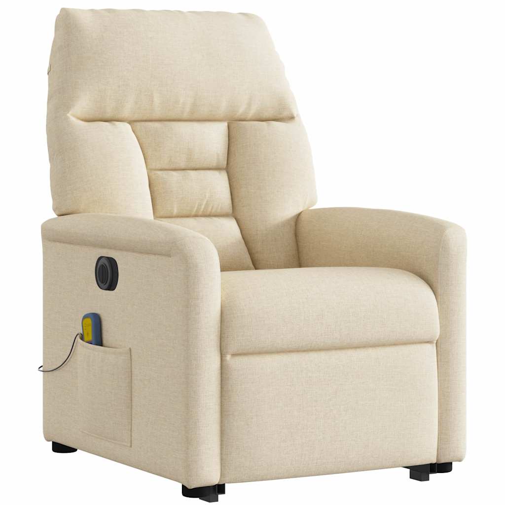 Poltrona elétrica elevatória massagens tecido creme