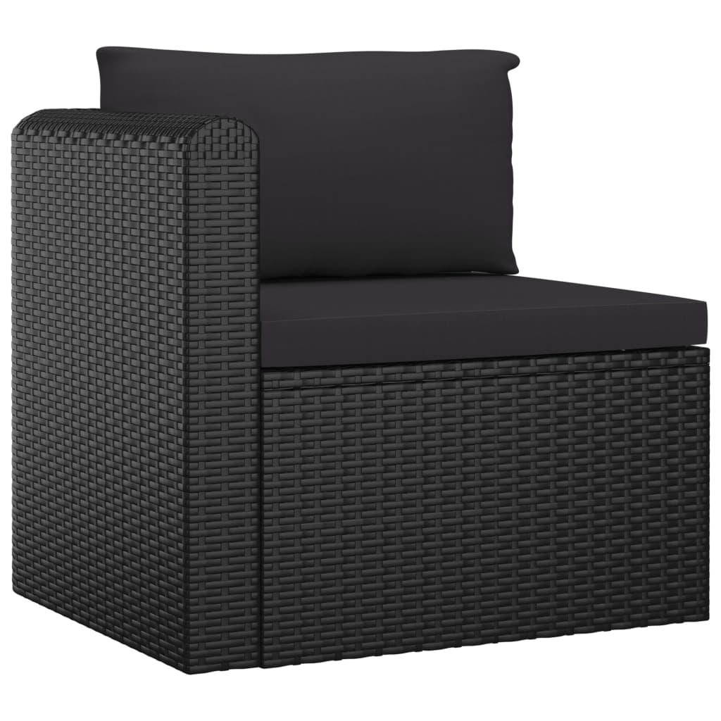 9 Pcs conjunto lounge de jardim c/ almofadões vime PE preto