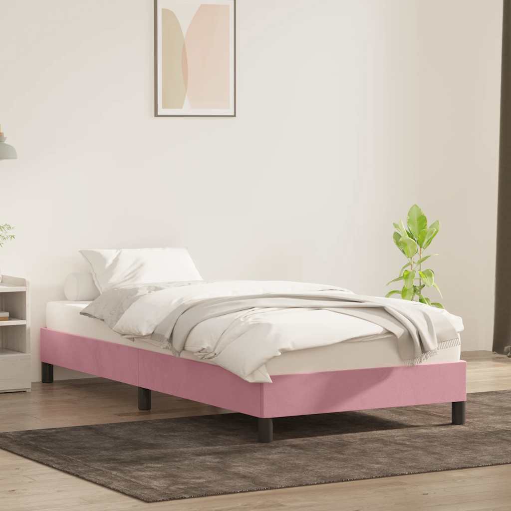 Estrutura de cama sem colchão 80x220 cm veludo rosa