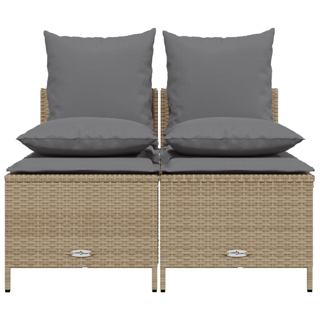 4 Pcs conjunto de sofás para jardim c/ almofadões vime PE bege