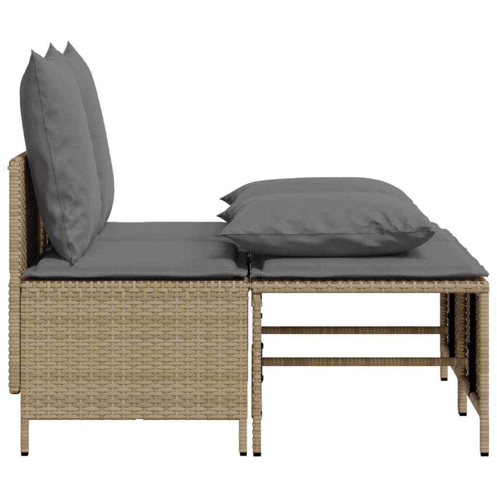 4 Pcs conjunto de sofás para jardim c/ almofadões vime PE bege