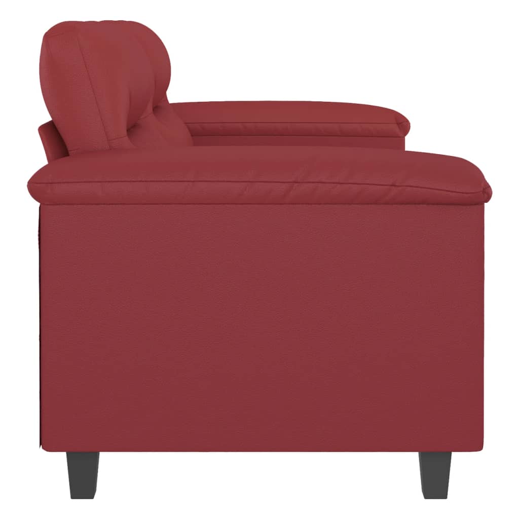 Sofá de 2 lugares 120 cm couro artificial vermelho tinto