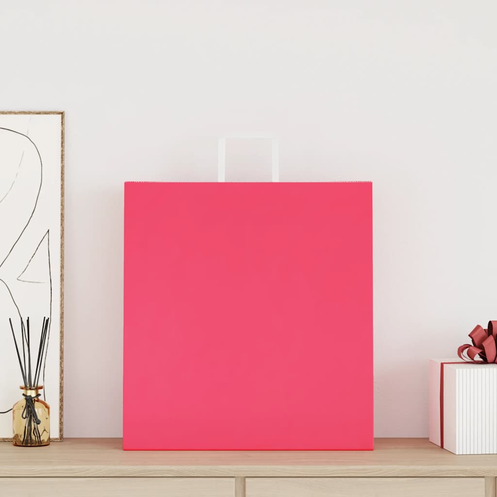 Sacos de papel 250 unid com alças rosa 45x17x48 cm