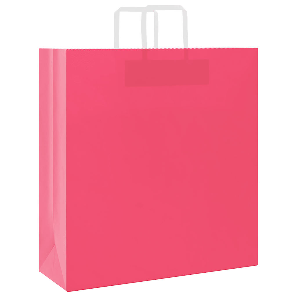 Sacos de papel 250 unid com alças rosa 45x17x48 cm