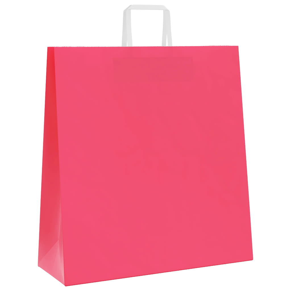 Sacos de papel 250 unid com alças rosa 45x17x48 cm